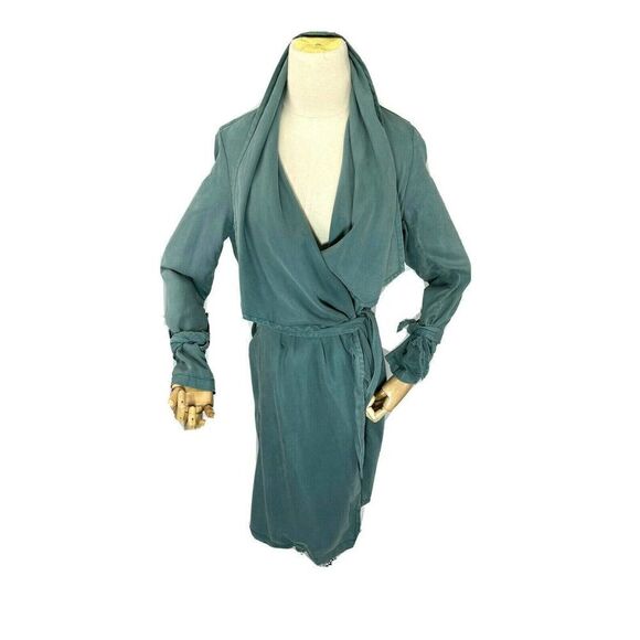 MAX JEANS Womens Mid Length Duster Jacket Tie Waist Size XS Open Front NEW - Picture 1 of 11